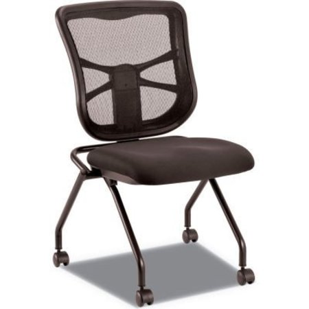 ALERA Alera Elusion Mesh Nesting Chairs, Black Seat/Black Back, Black Base, 2/Carton EL4915